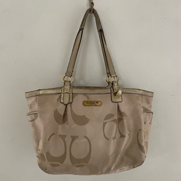 Coach vintage y2k Beige  and gold Signature Tote Bag - Picture 1 of 10